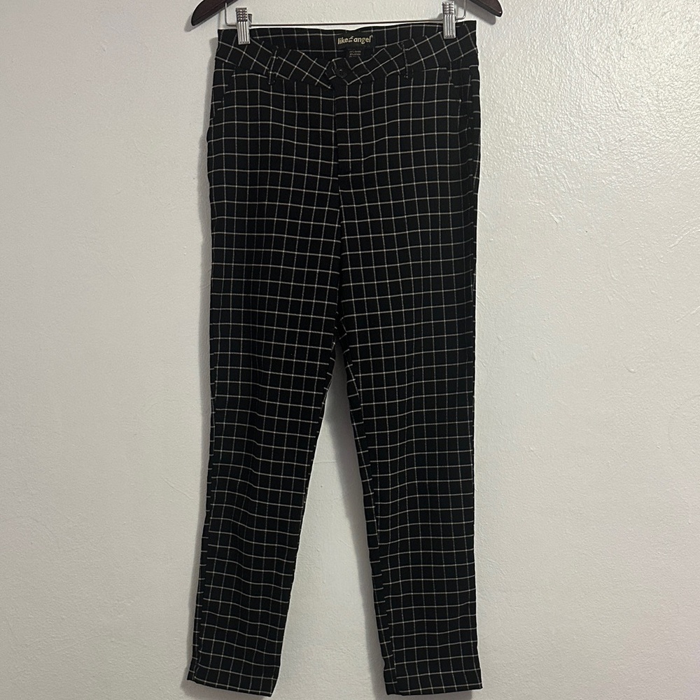 Like an Angel Black and White Checkered Cropped Pants